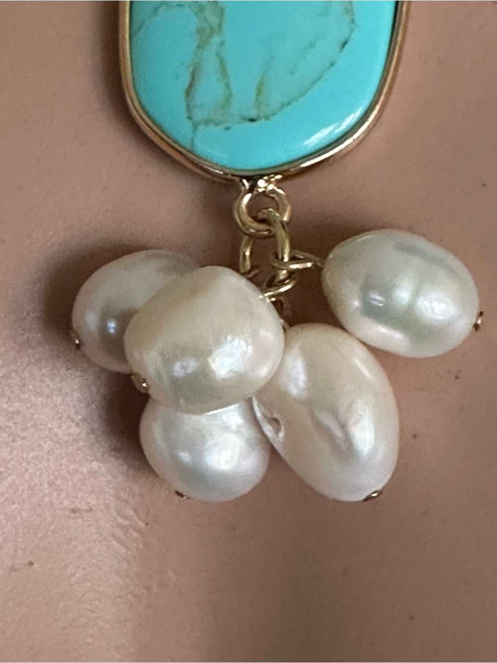 24 inch Turquoise and Pearl bead necklace NWOT - Picture 2 of 13